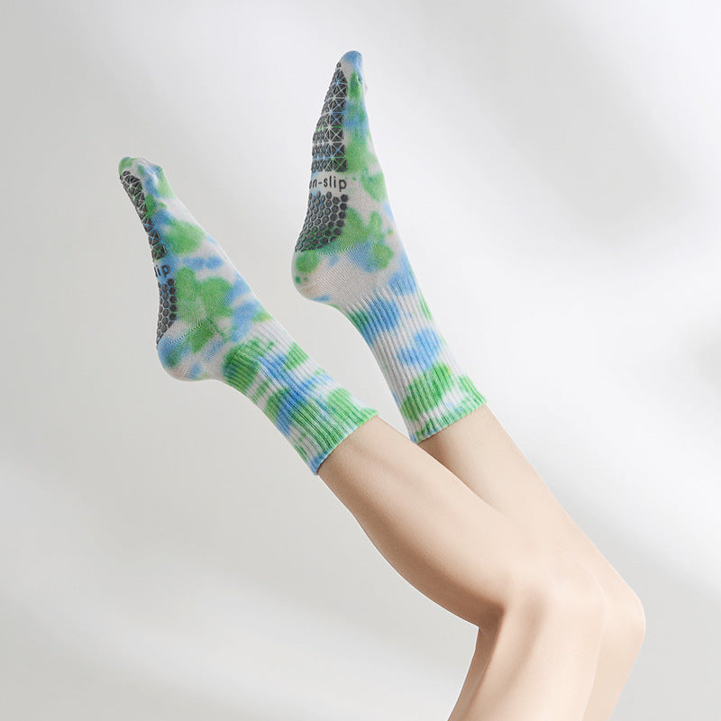 Yoga Tie-dyed Pilates Socks with Grips for Women-nbharbor