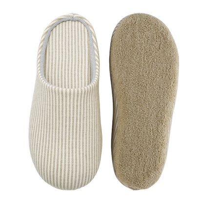 Home Striped Slippers Home Non-Slip Fall Winter Indoor Silent Cotton Slippers