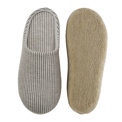 Home Striped Slippers Home Non-Slip Fall Winter Indoor Silent Cotton Slippers