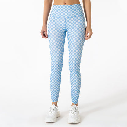 Women's printed checked Buttery Soft High Waisted Yoga Pants Full-Length Leggings-nbharbor