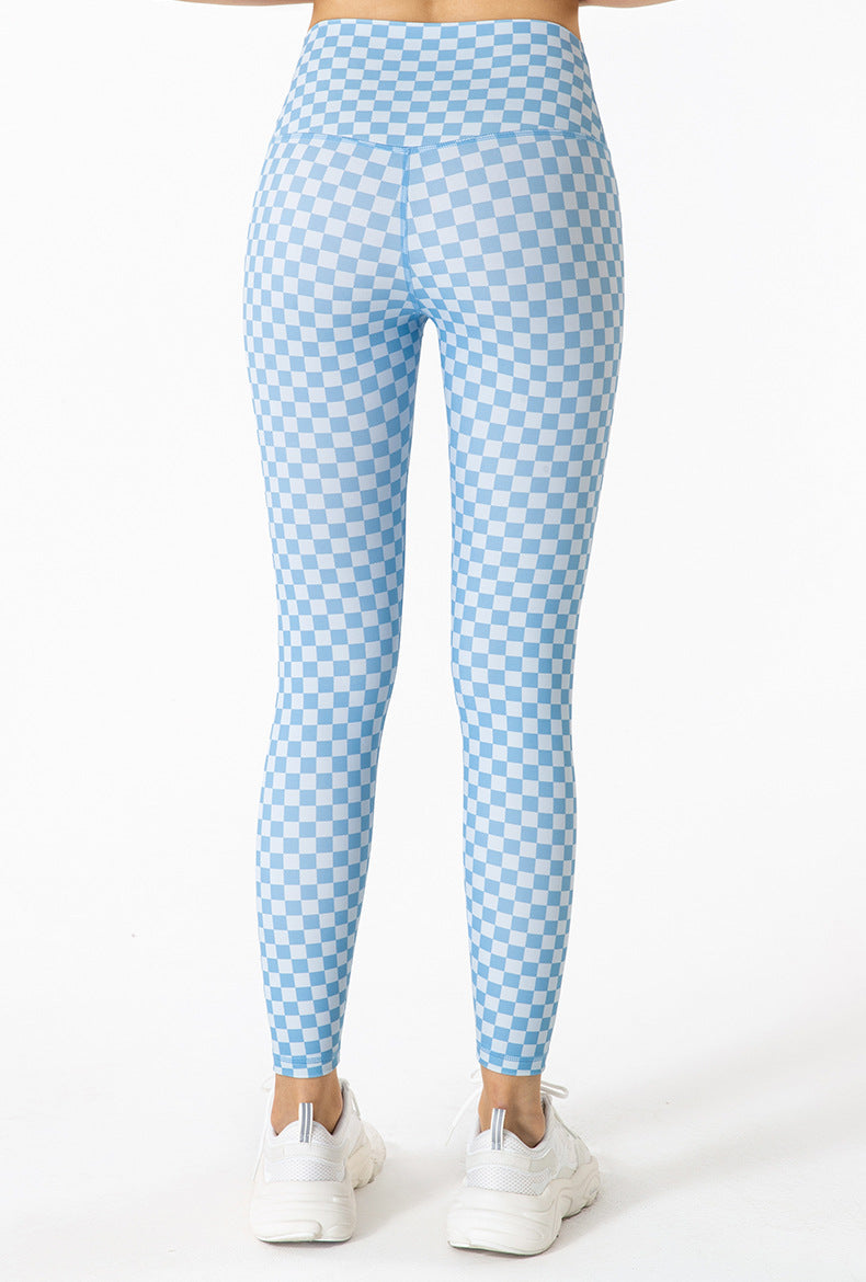 Women's printed checked Buttery Soft High Waisted Yoga Pants Full-Length Leggings-nbharbor