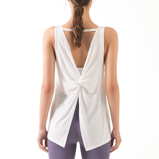 Open Back Workout Top Backless Yoga Shirts Tie Back Workout Tank for Women-nbharbor