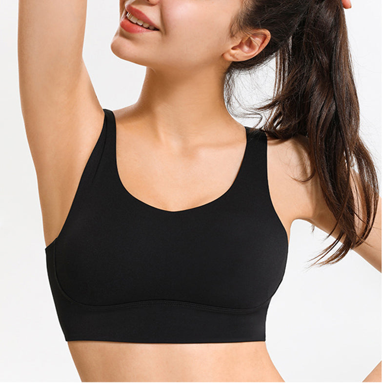 Strappy Yoga Workout Sports Bras for Women Criss Cross Back Medium Support Running Bra with Removable Cups-nbharbor