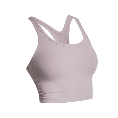 Sporty Strappy Solid Color Racerback Gym Tank Top For Women