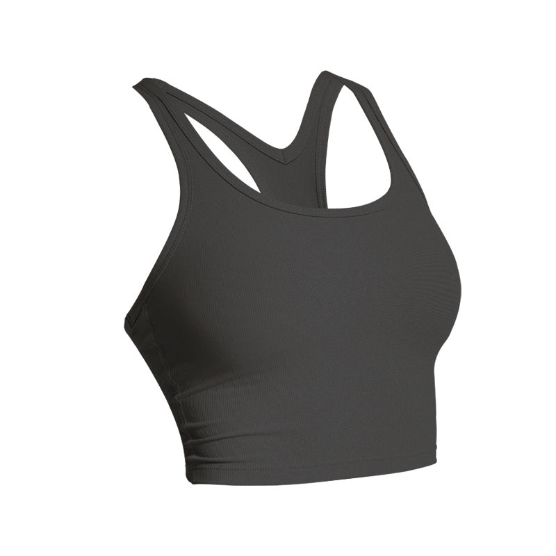 Sporty Strappy Solid Color Racerback Gym Tank Top For Women