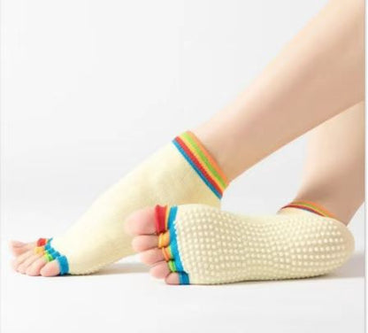 Yoga Toe Socks with Grips Pilates Women Toeless Socks for for Pilates Barre Fitness Non-slip Socks-nbharbor
