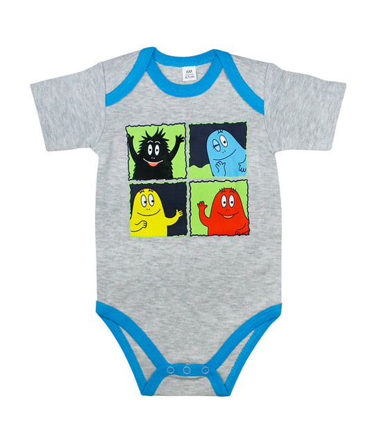Baby Knitted cotton short sleeve bodysuite with  Screen Barbapapa print